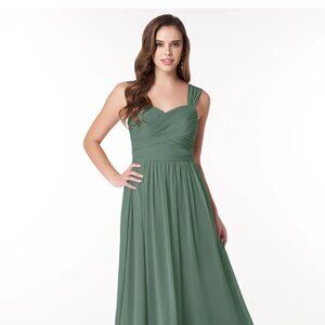 Azazie long chiffon bridesmaid dress-eucalyptus-size 4